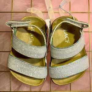 Baby Girl Silver Glitter Sandals Sz 0-3 Months